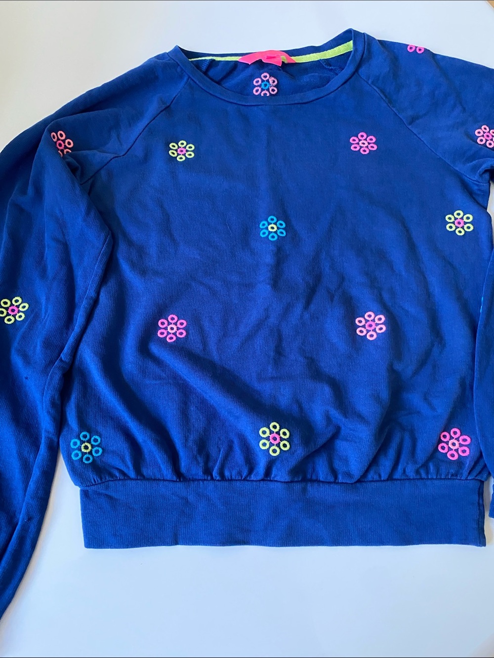 Lilly Pulitzer itsy bitsy  embroidered daisy Crewneck Sweater XXS Navy blue